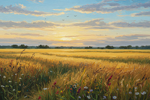 Painting of a blooming meadow, an Illustration by professorinc