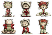 Winter Pajama Cats Clipart, an Illustration by Craft Nest (Thumbnail 8 of 11)