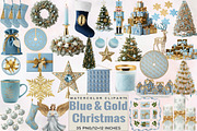 Light Blue & Gold Christmas  Clipart, an Illustration by SVGArt (Thumbnail 1 of 8)