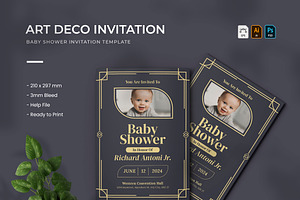 Art Deco Baby Shower - Invitation, a Print Template by VUNIRA