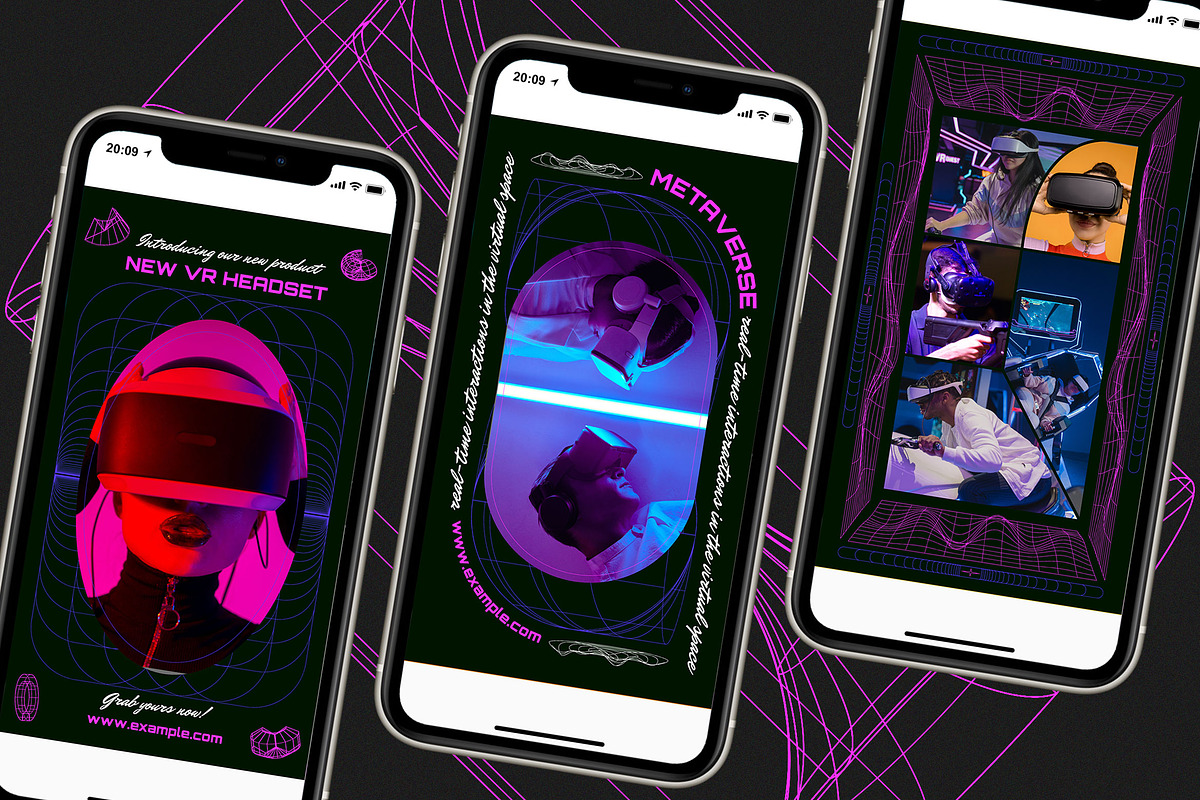 Dark Meta Cyberpunk Instagram Set, a Social Media Template by Aiyari Graphic (Photo 4 of 4)