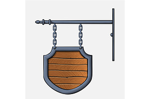 medieval wood sign, an Object Illustration by piter.goskov