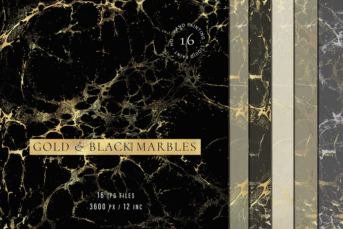 Gold & Black Tone Marbles, a Background Graphic by Suna Kosem (Photo 1 of 10)