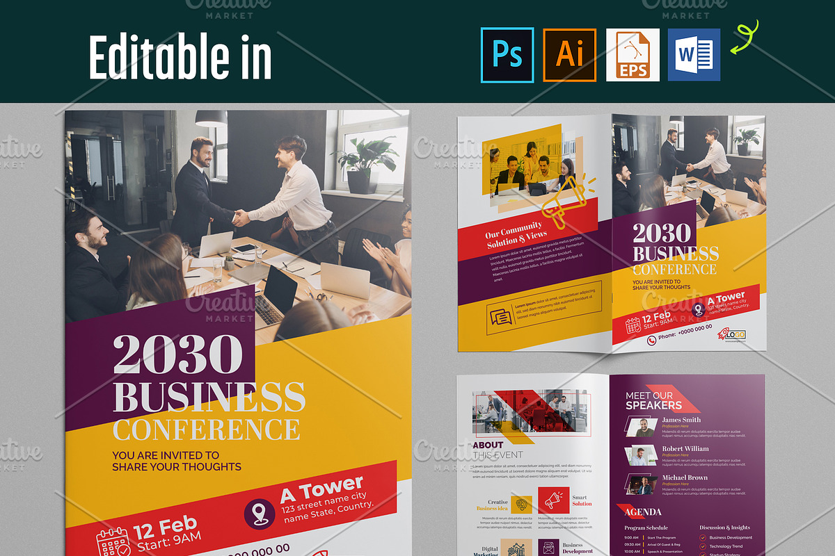 Business Conference Bifold Brochure, a Brochure Template by Cristal Pioneer (Photo 1 of 6)