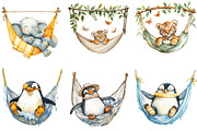 Summer Animals in Hammock Clipart, an Animal Illustration by DreamArtGraphic (Thumbnail 3 of 4)
