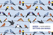 Birds sit on wires seamless patterns, a Pattern Graphic by Good Studio (Thumbnail 1 of 7)