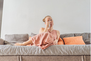 Woman relaxing at home and watching, a Person Photo by Elizaveta Galitskaya