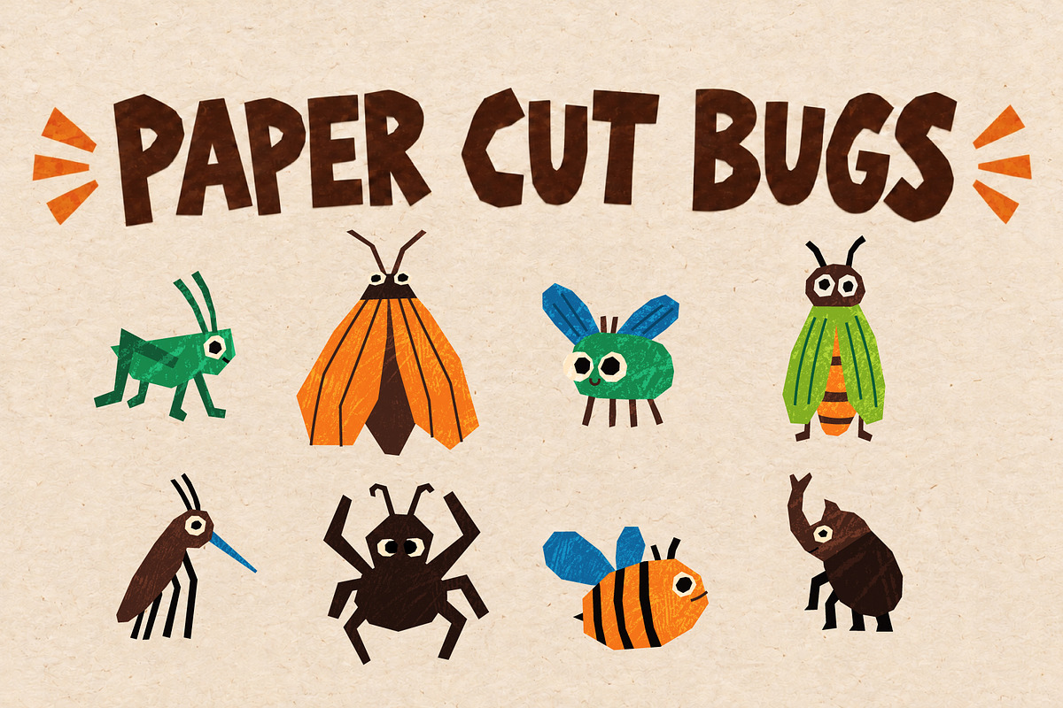 Paper Cut Bugs Clipart Bundle, an Object Illustration by Le.nart (Photo 2 of 6)