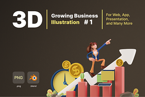 3D Growing Business Illustration - 1