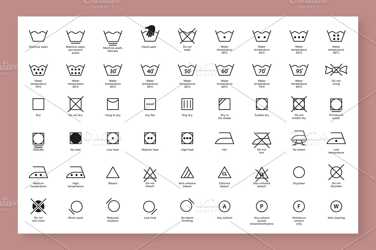 Laundry Symbols. Vector Icons Set, an Outline Icon by Vector Creator (Photo 2 of 6)