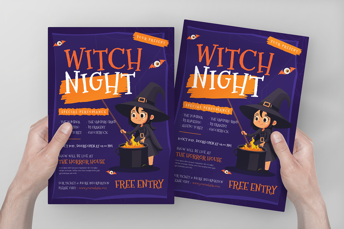 Witch Night Party Halloween Flyer, a Flyer Template by Annora Studio (Photo 4 of 5)