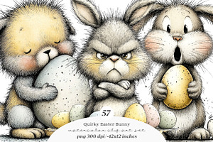 Quirky easter bunny bundle, an Illustration by SinaCreation