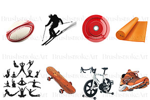 Watercolor Fitness Clipart, Gym PNG