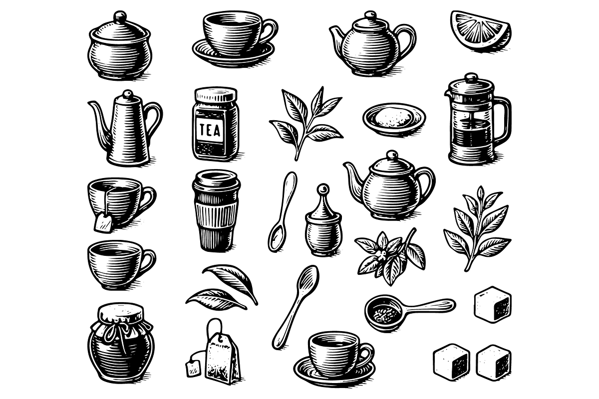 Vintage Tea Time Collection, an Object Graphic by RT Studio (Photo 2 of 4)