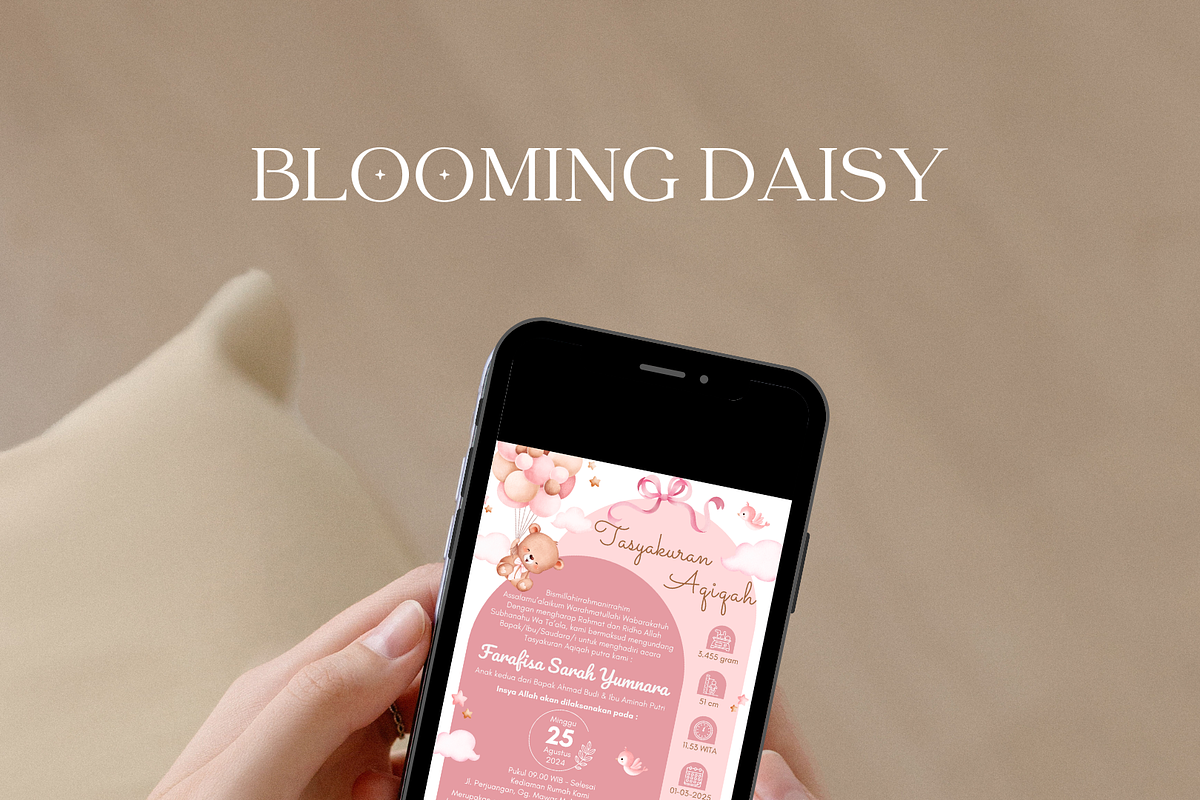 Baby Bear Holding Balloons Canva, an Invitation Template by Blooming Daisy (Photo 3 of 4)