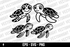 Cute friendly baby sea turtle, an Animal Illustration by Vectorhight
