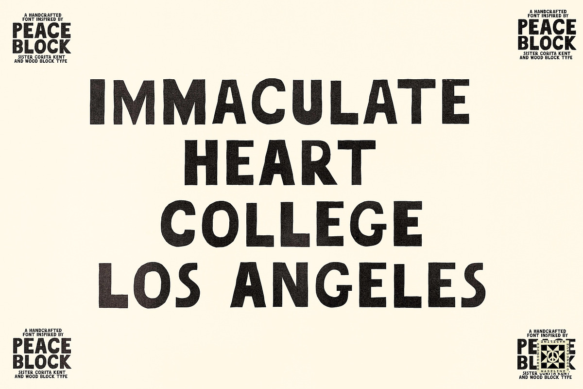 Peace Block Hand Made Bold Font, a Sans Serif Font by Madeline ODonoghue Design (Photo 2 of 6)