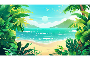 Vibrant Tropical Beach Illustration