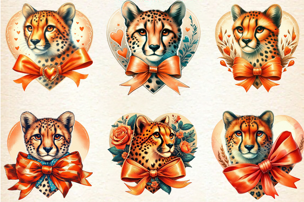 Valentine's Cheetah Clipart, an Illustration by DreamArtGraphic (Photo 6 of 6)