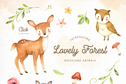 Lovely Forest Watercolor Clip Art, an Animal Illustration by everysunsun (Thumbnail 2 of 4)