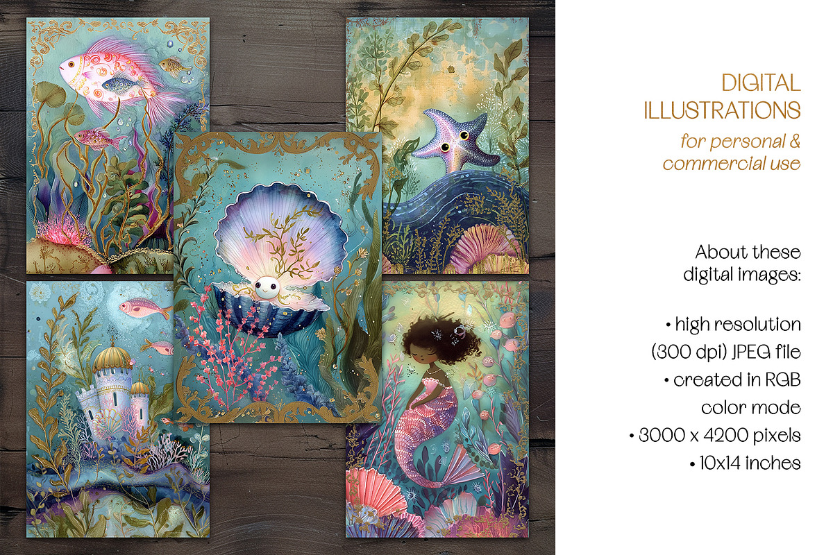 Under The Sea Digital Postcard Set, a Decorative Illustration by The Dutch Lady Designs (Photo 7 of 7)