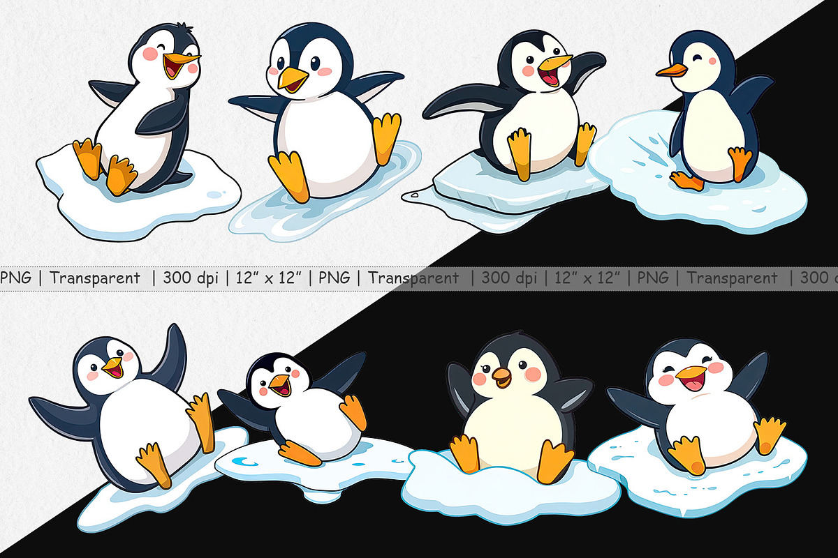 Sliding Penguin Clipart, a Graphic by Artnoy (Photo 2 of 5)