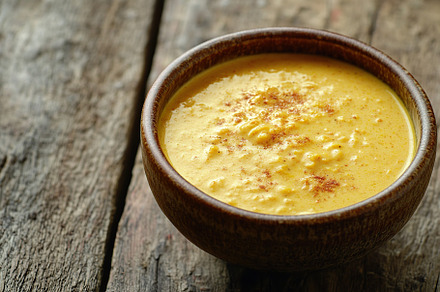 Pumpkin soup with cream and seeds, a Food & Drink Photo by AlyaAnd