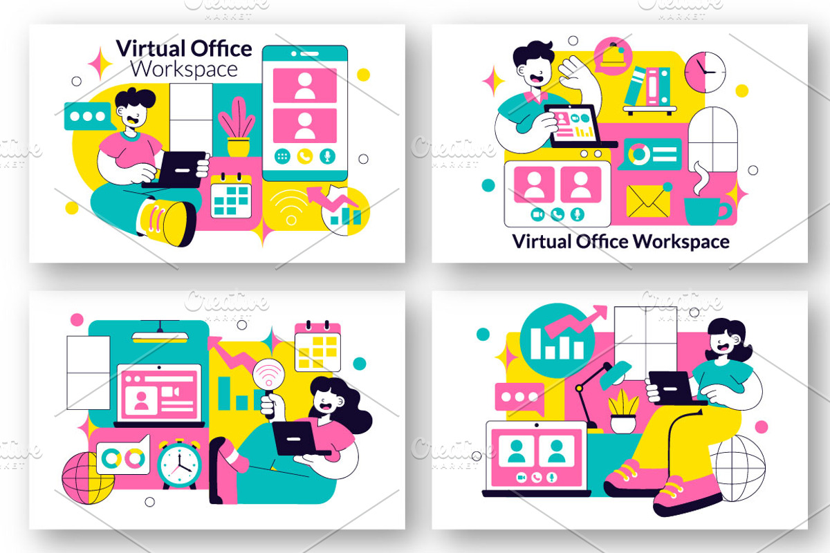 10 Virtual Office Workspace, a Person Illustration by denayunebgt (Photo 3 of 4)
