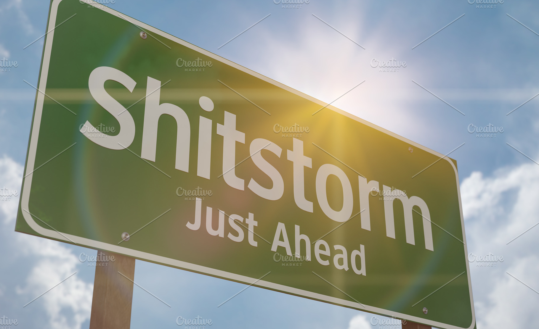 Shitstorm Just Ahead Road Sign, a Transportation Photo by Andy Dean Photography
