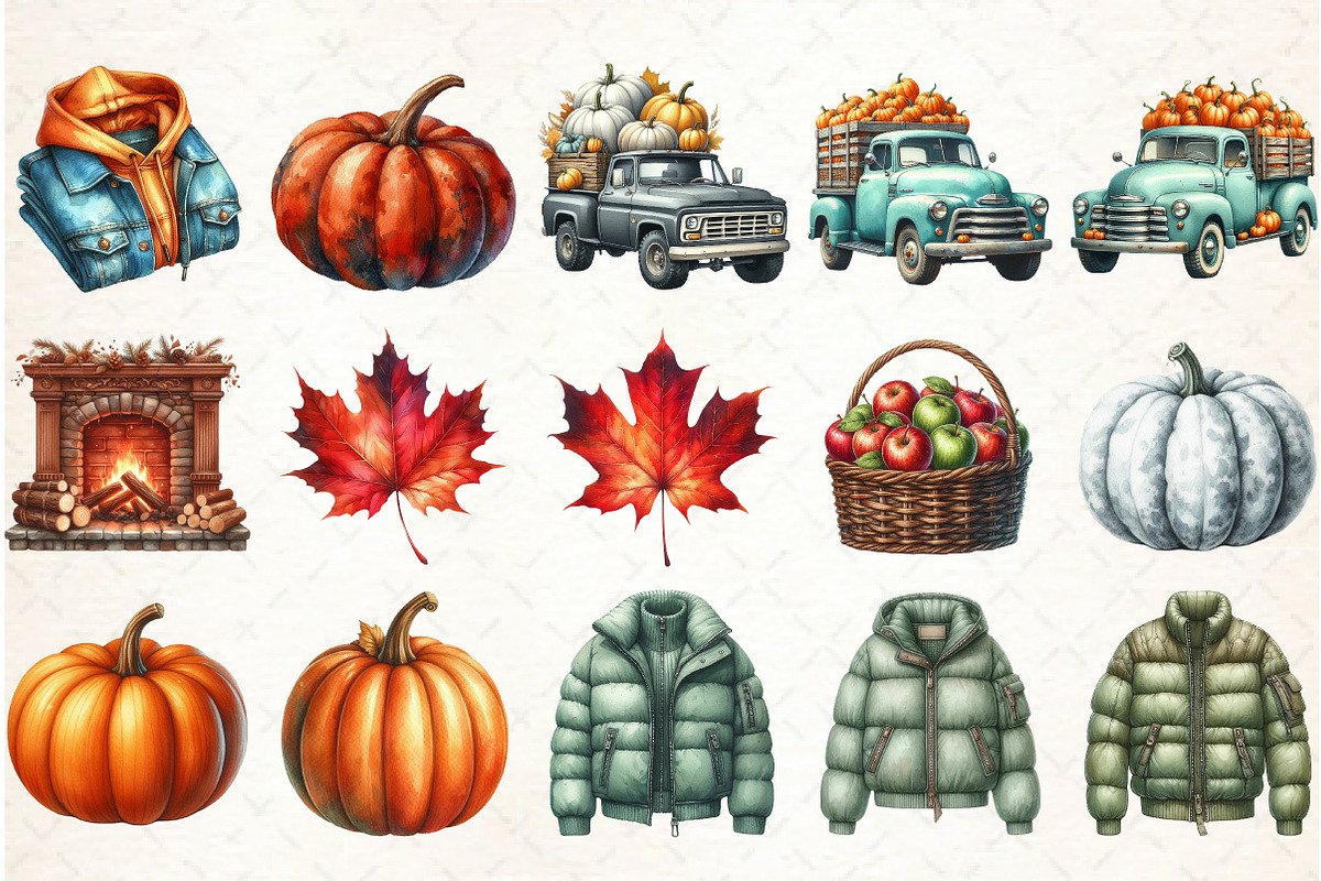 Watercolor Autumn Clipart-02, an Illustration by Libby Wishes (Photo 2 of 6)