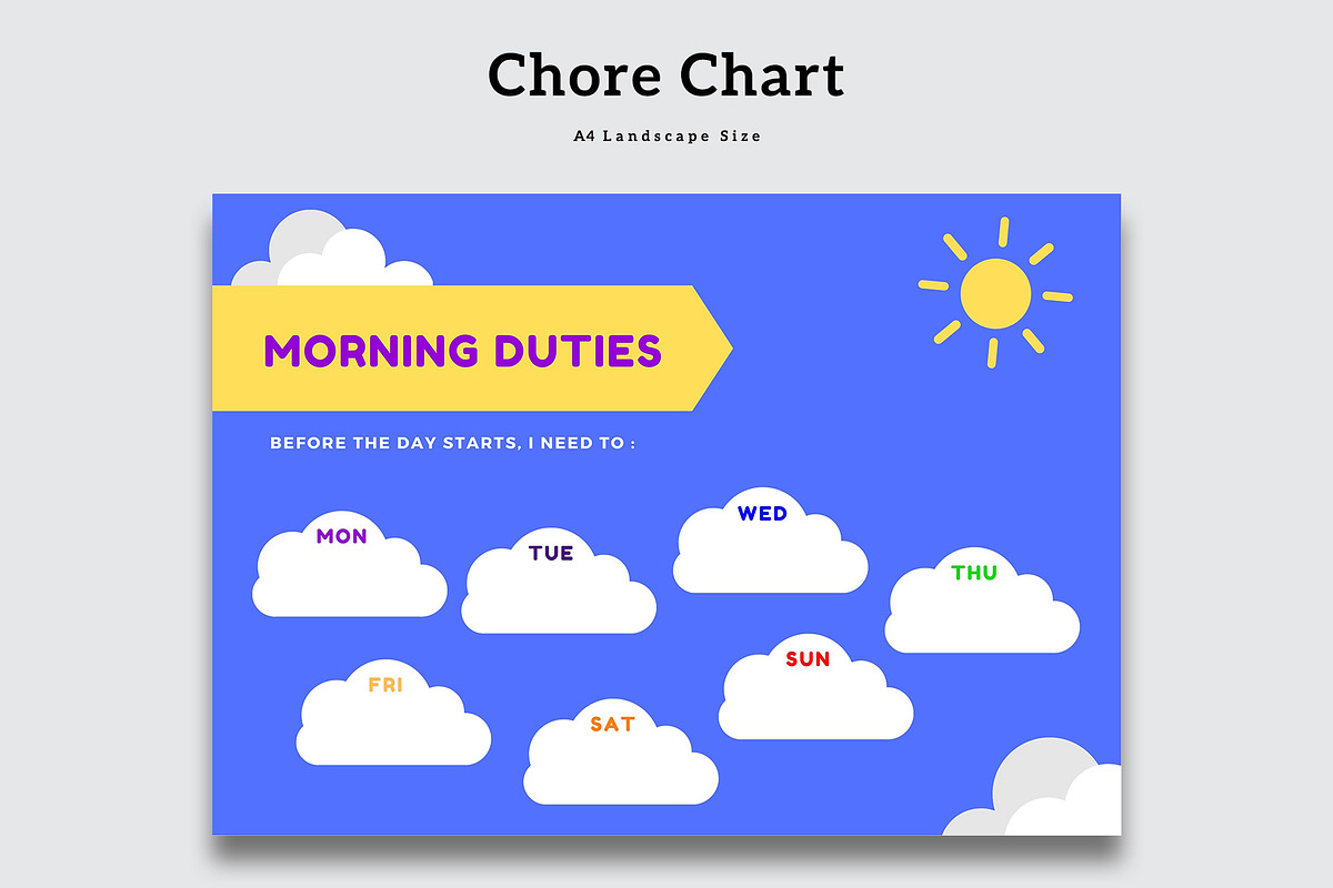 Blue and Yellow Morning Duties Chart, a Stationery Template by Amit Debnath (Photo 1 of 2)