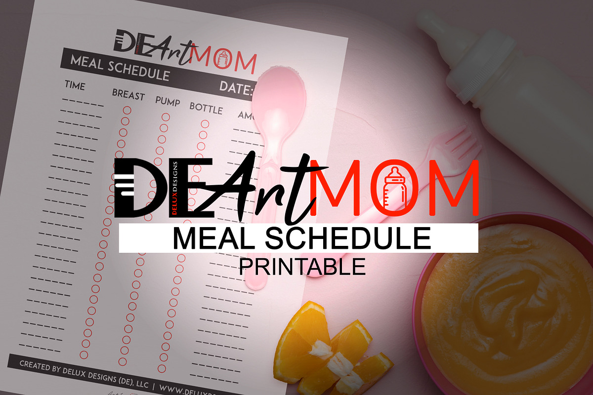 #DEArtMom Meal Schedule Printable, a Stationery Template by Delux Designs (DE), LLC
