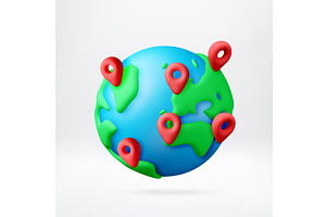 3D Planet earth with red navigation, a Transportation Illustration by Abscent