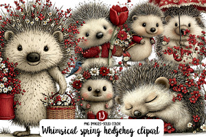 whimsical spring hedgehog clipart, an Illustration by Designworld
