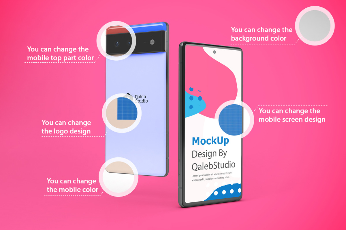 Pixel 6 Mockup, an Android Mockup by Qaleb Studio (Photo 2 of 13)