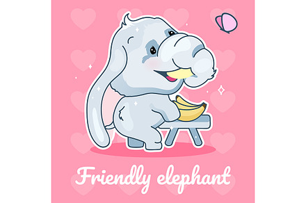 Cute elephant kawaii character, a Poster Template by The img