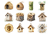 Bee House Clipart Set, an Illustration by Design Market (Thumbnail 2 of 3)