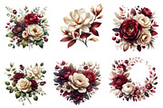 Burgundy & Ivory Floral Clipart, an Illustration by Dream Creation (Thumbnail 4 of 7)