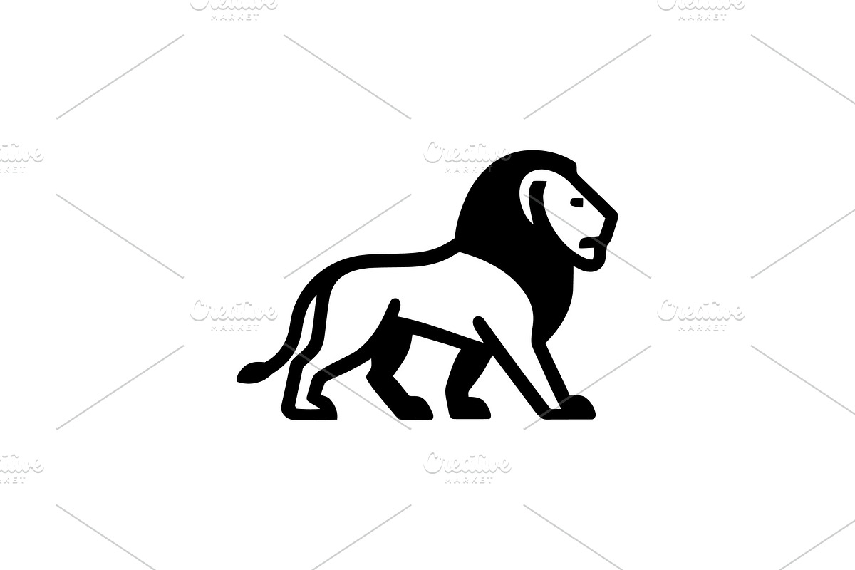 Lion Stand Outline Logo, a Branding & Logo Template by Vectorium Studio