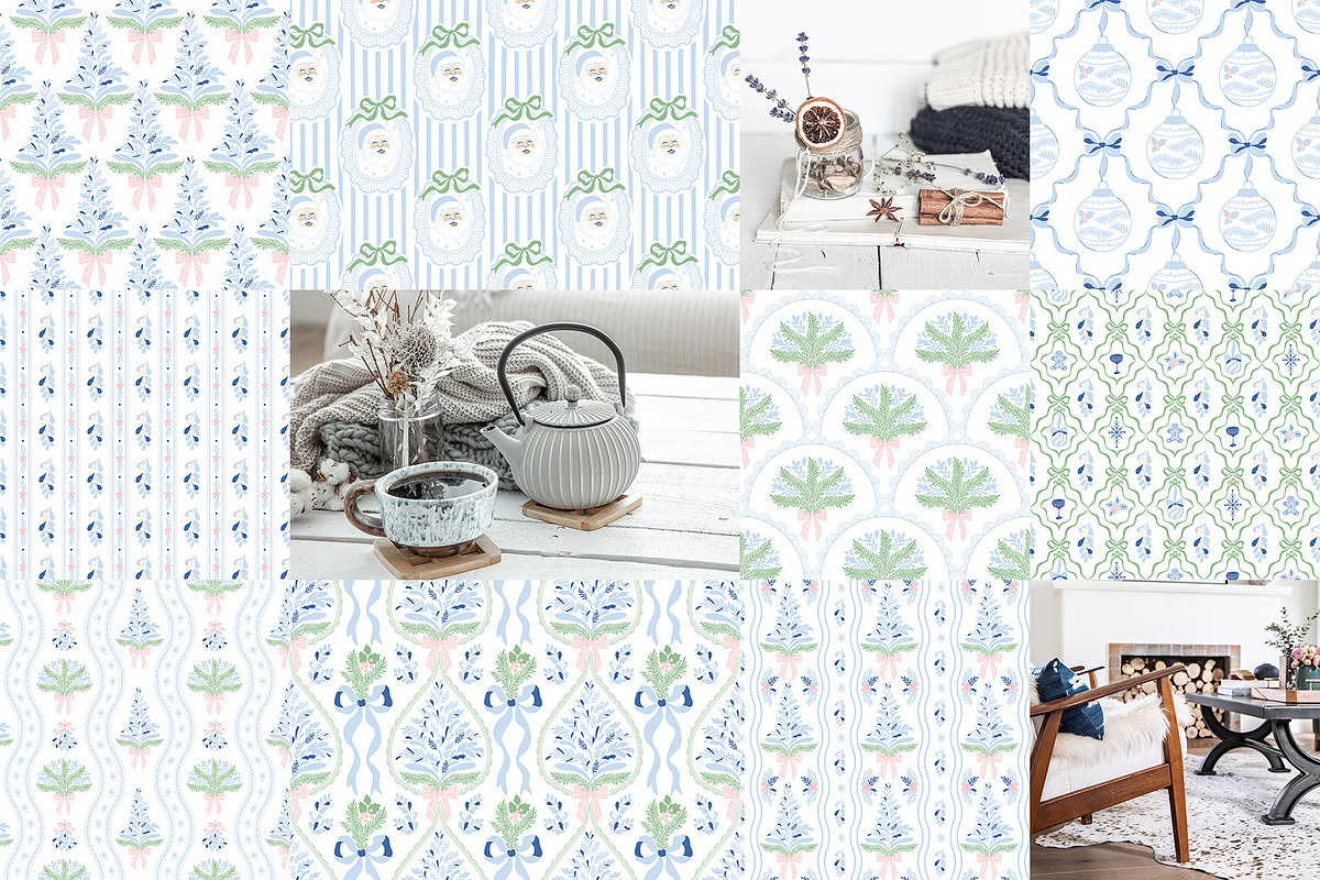 Grandmillennial Christmas patterns, a Pattern Graphic by Tani Kuzminka (Photo 3 of 23)