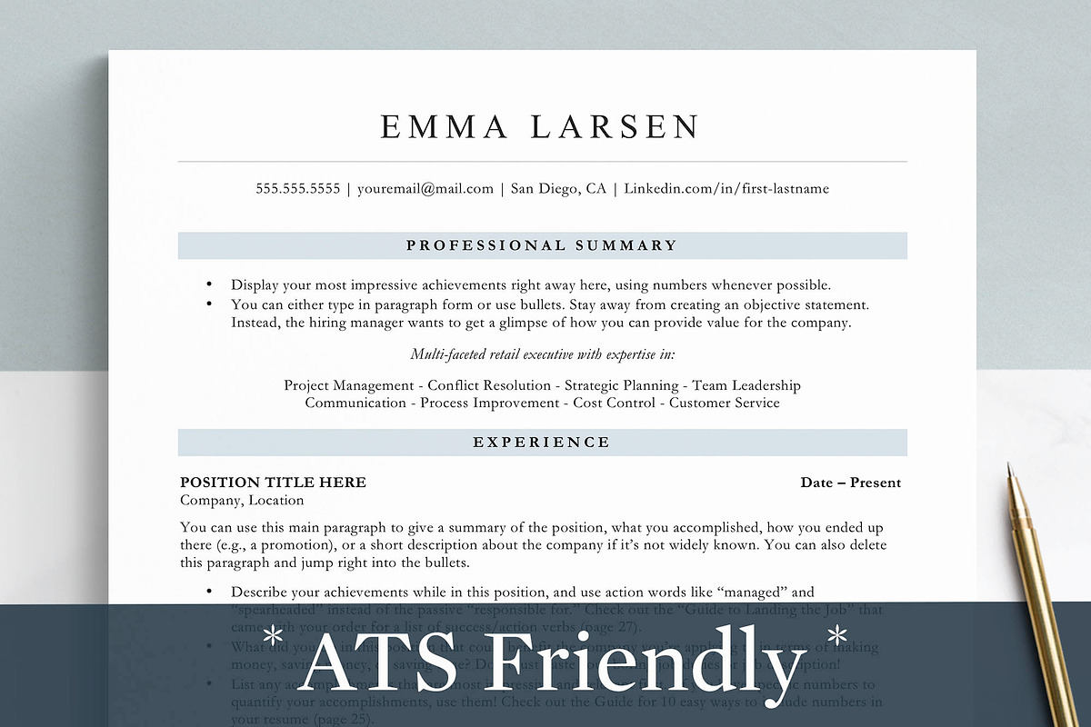 ATS Friendly Resume Template, a Resume Template by Get Landed (Photo 9 of 9)