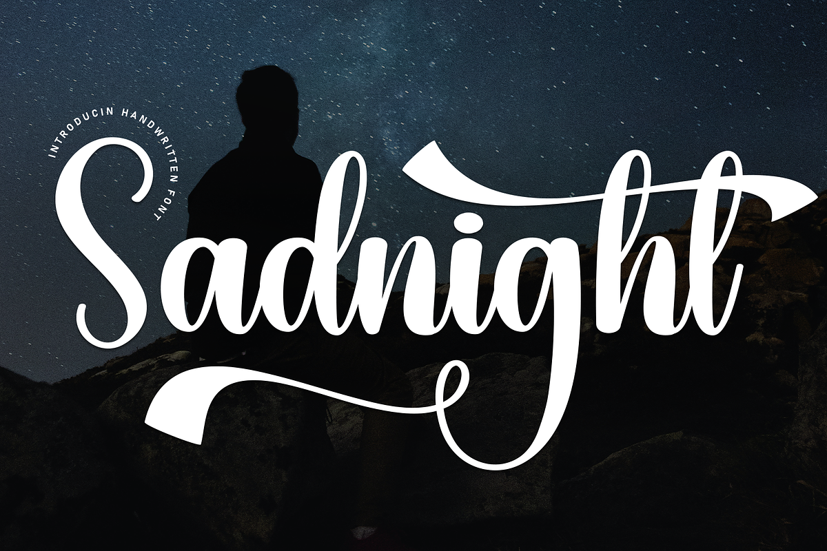 Sadnight | Script Font, a Handwritten Font by Scratchones (Photo 1 of 9)