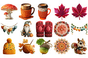 Watercolor Crochet Autumn Clipart, an Illustration by Craft Nest (Thumbnail 2 of 4)