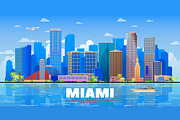 Miami Florida, US vector skyline, an Illustration by Sky and glass (Thumbnail 2 of 4)