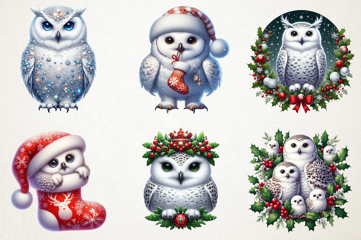 Christmas Snowy Owl Clipart, an Illustration by RobertsArt (Photo 4 of 7)