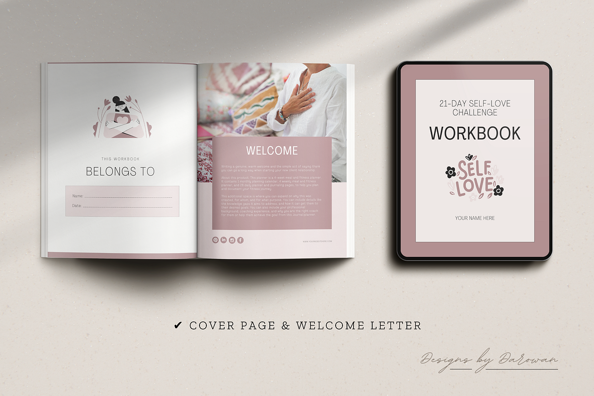 Self-Love Challenge Workbook | Canva, a Magazine Template by Designs by Darowan (Photo 2 of 10)