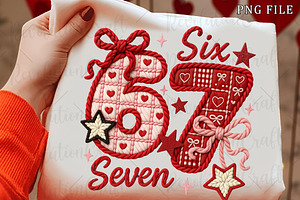 Faux Crochet Valentine Six Seven Png, an Illustration by OK Design