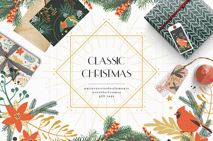Classic Christmas. Clipart set