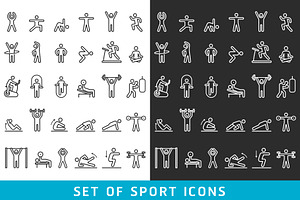Fitness Exercise Workout Line Icons