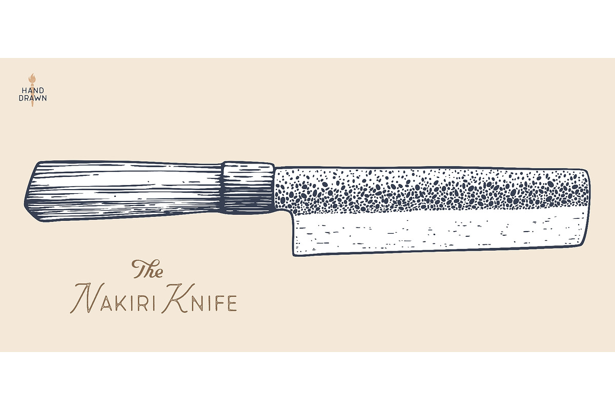 Butcher Knife. Hand drawn sketch, a Food Illustration by Foxys Graphic (Photo 1 of 3)